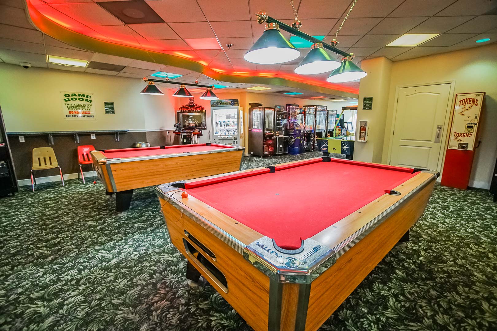 A charming game room at VRI's The Resort on Cocoa Beach in Florida.